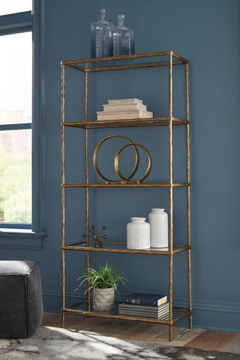 Ryandale Bookcase in Antique Brass Finish