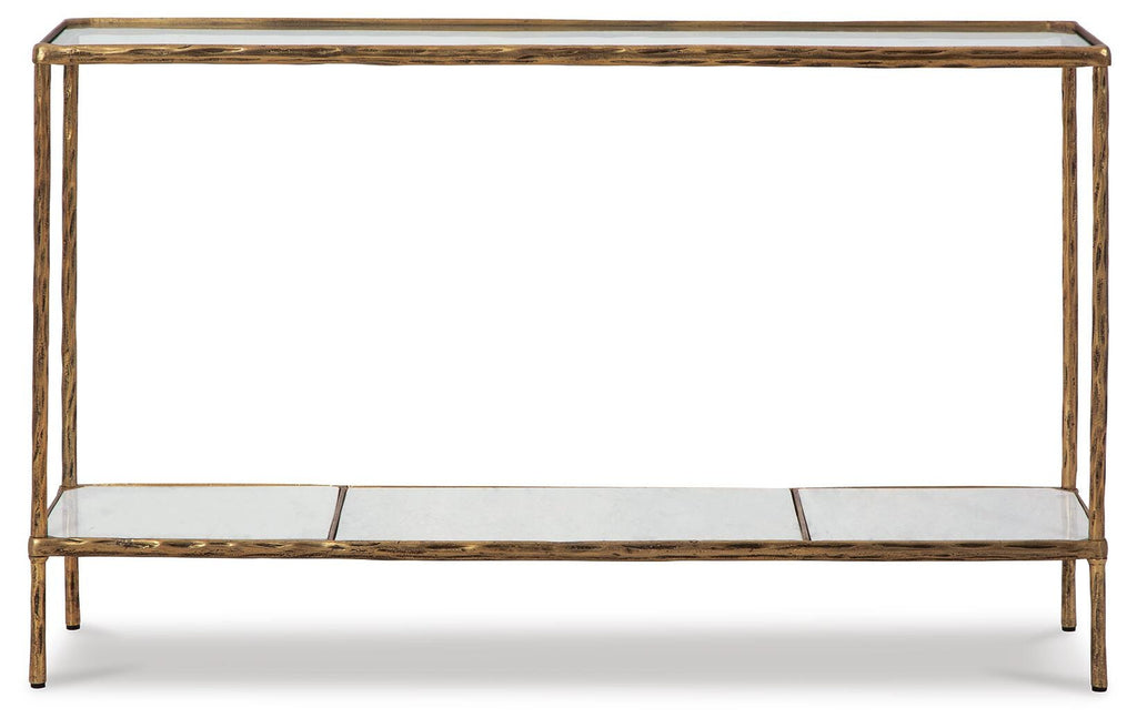 Ryandale Console Sofa Table in Antique Brass Finish, front view