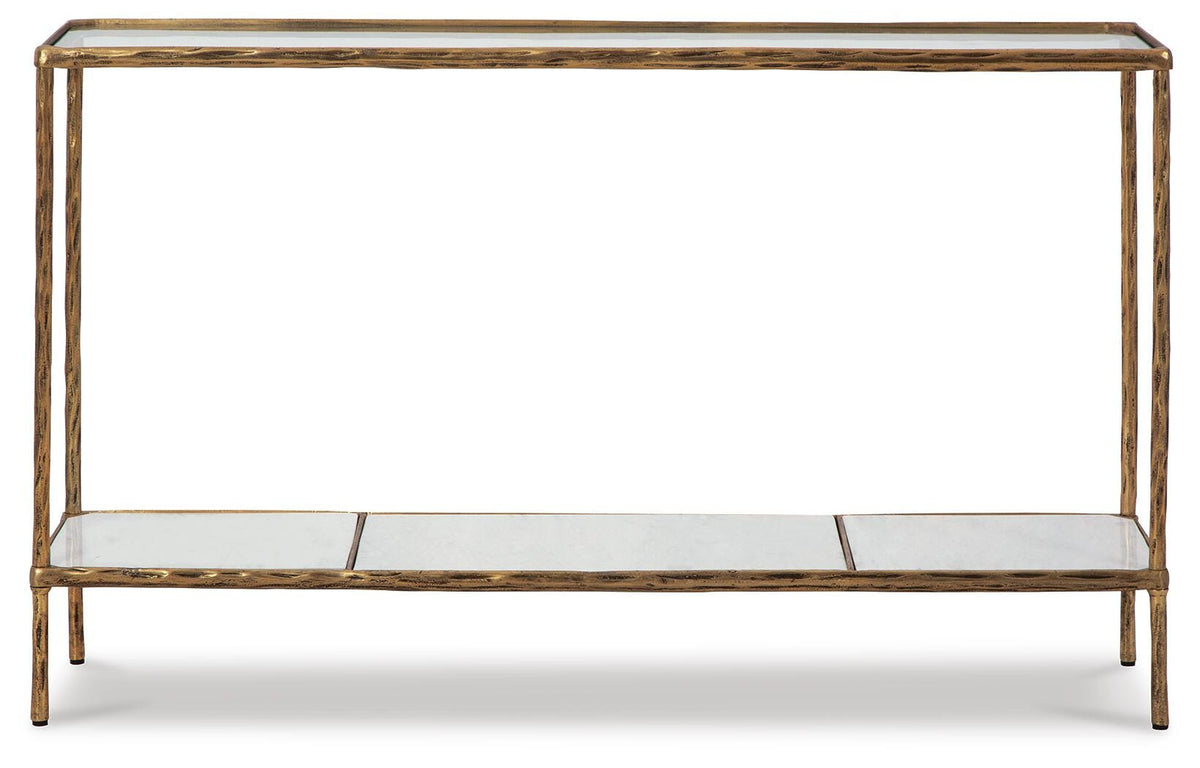 Ryandale Console Sofa Table in Antique Brass Finish, front view