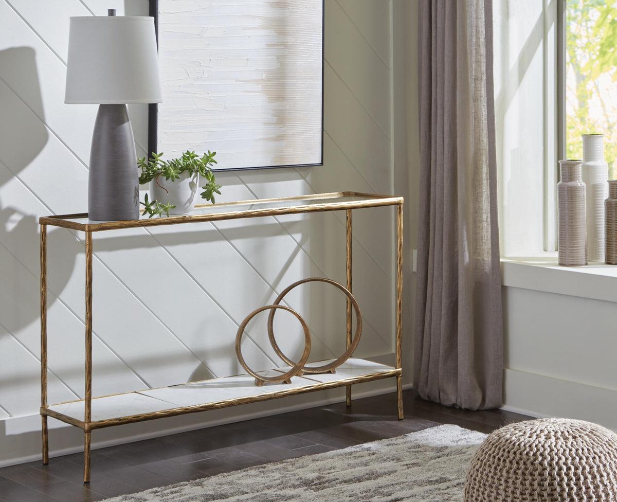 Ryandale Console Sofa Table in Antique Brass Finish, alternate view 3