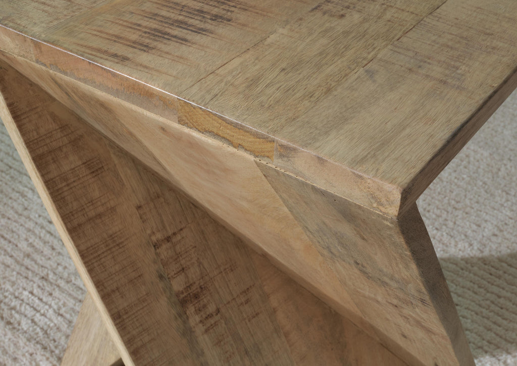 Zalemont Accent Table in Distressed Brown, detail view