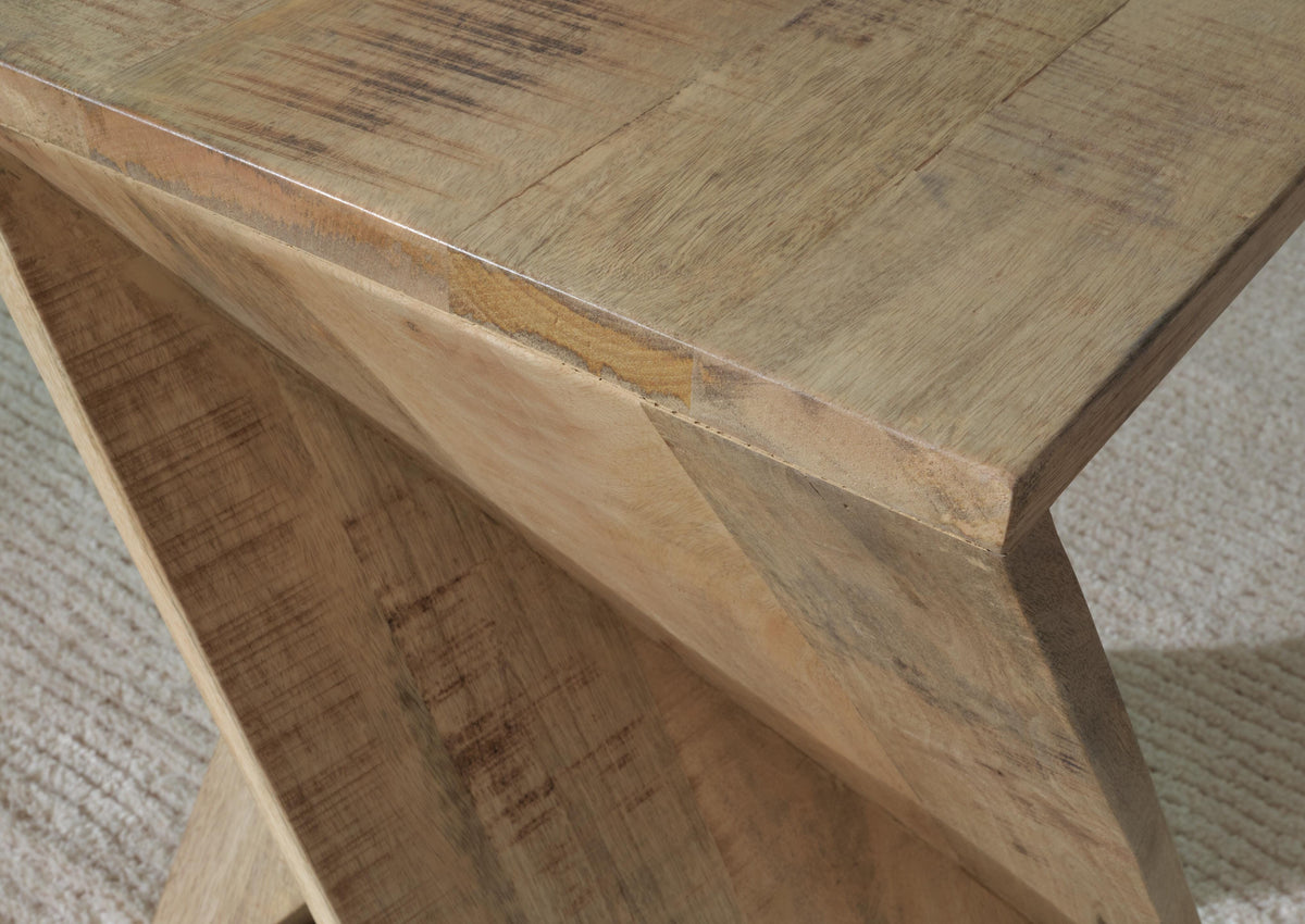 Zalemont Accent Table in Distressed Brown, detail view