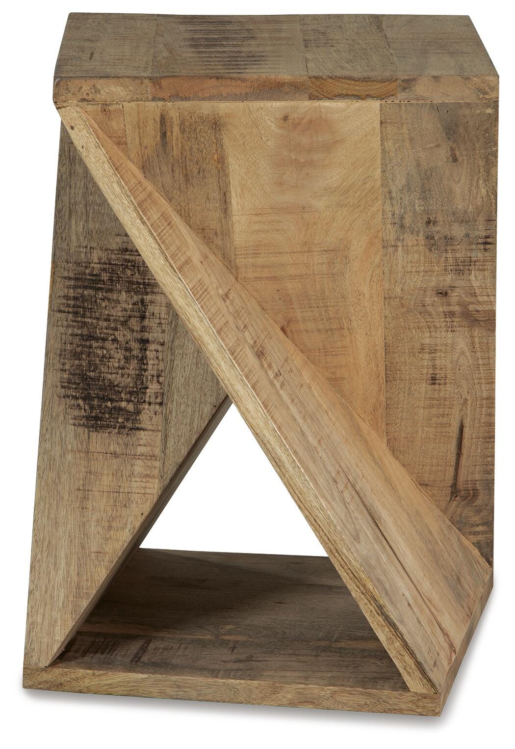 Zalemont Accent Table in Distressed Brown, side view