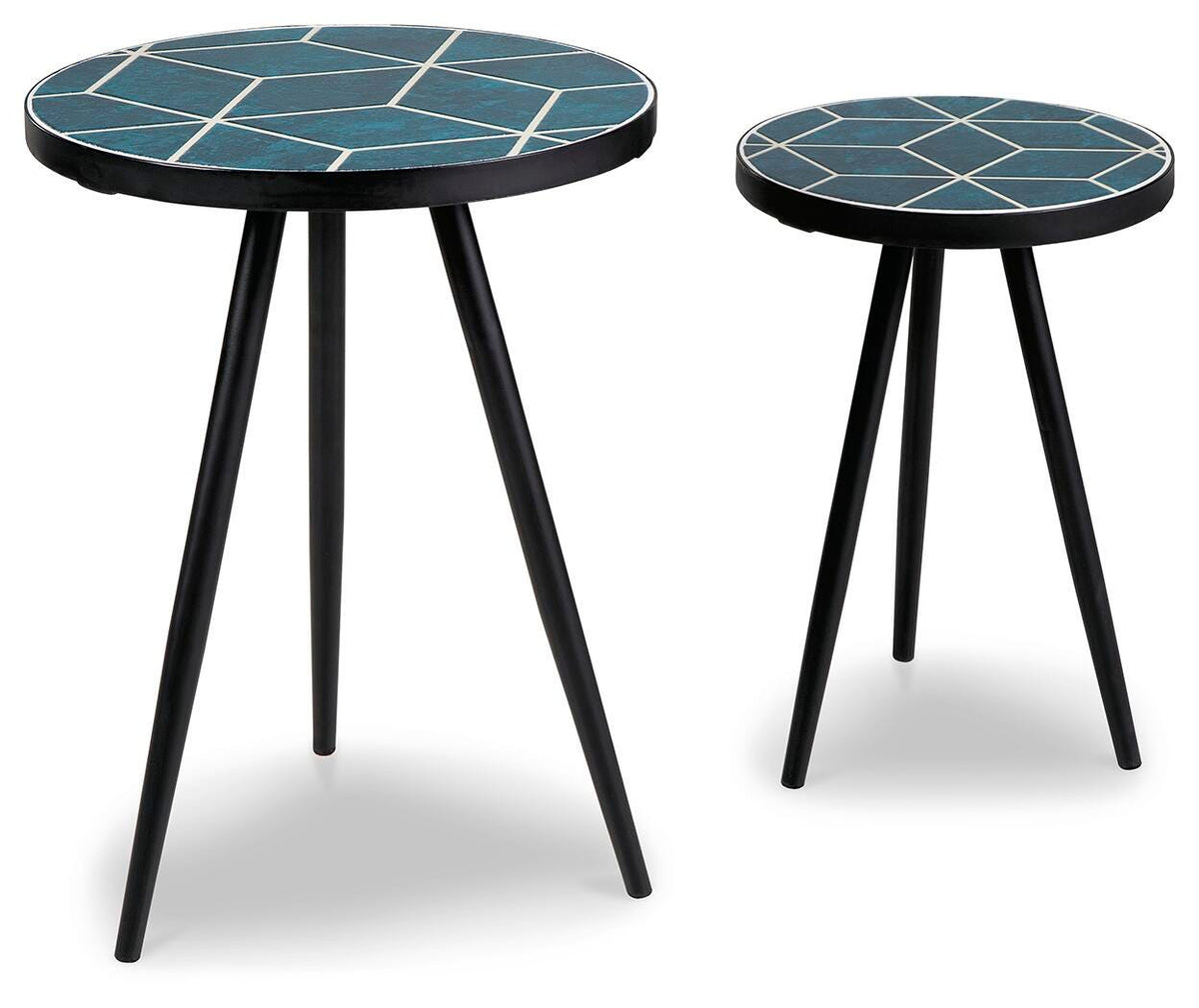 Clairbelle Accent Table (Set of 2) in Teal, angle view