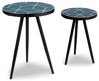 Clairbelle Accent Table (Set of 2) in Teal, angle view