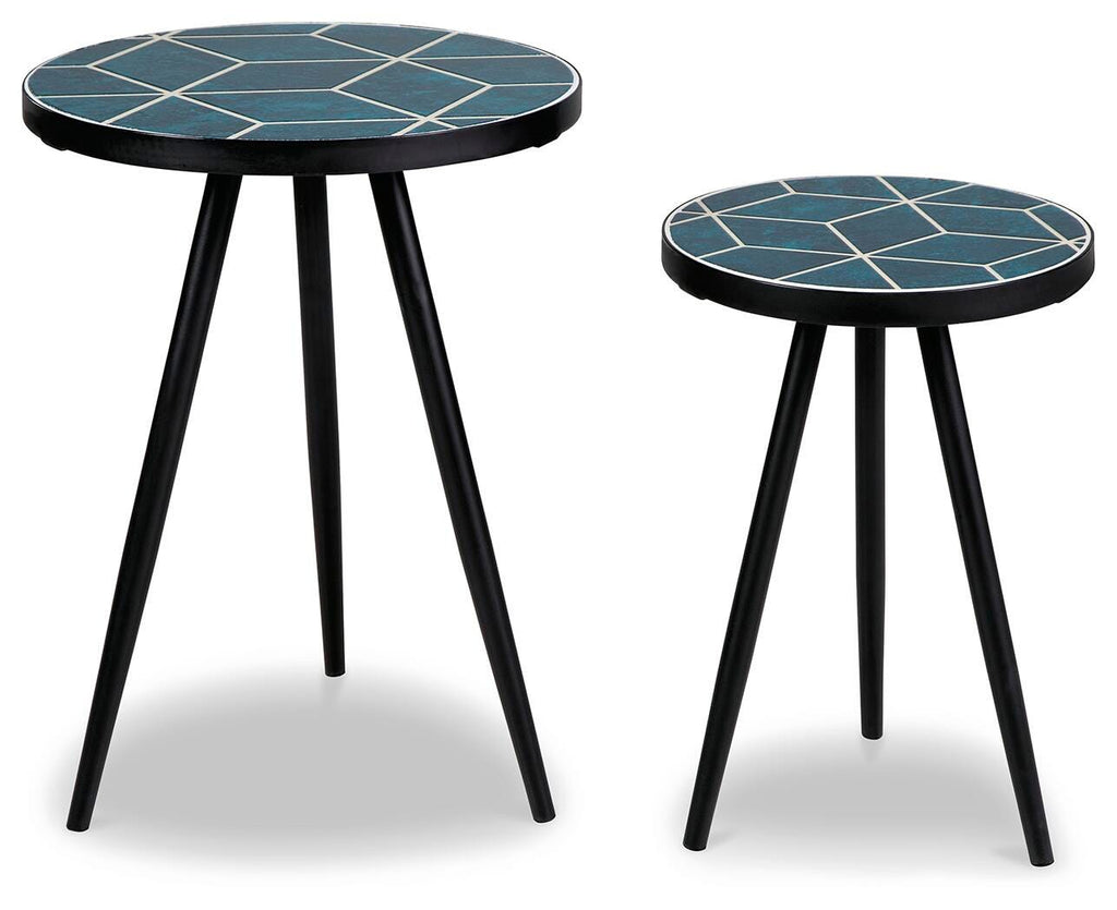 Clairbelle Accent Table (Set of 2) in Teal, front view