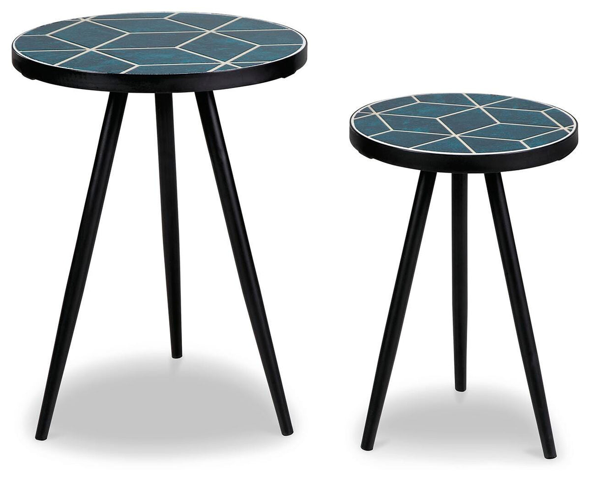 Clairbelle Accent Table (Set of 2) in Teal, front view