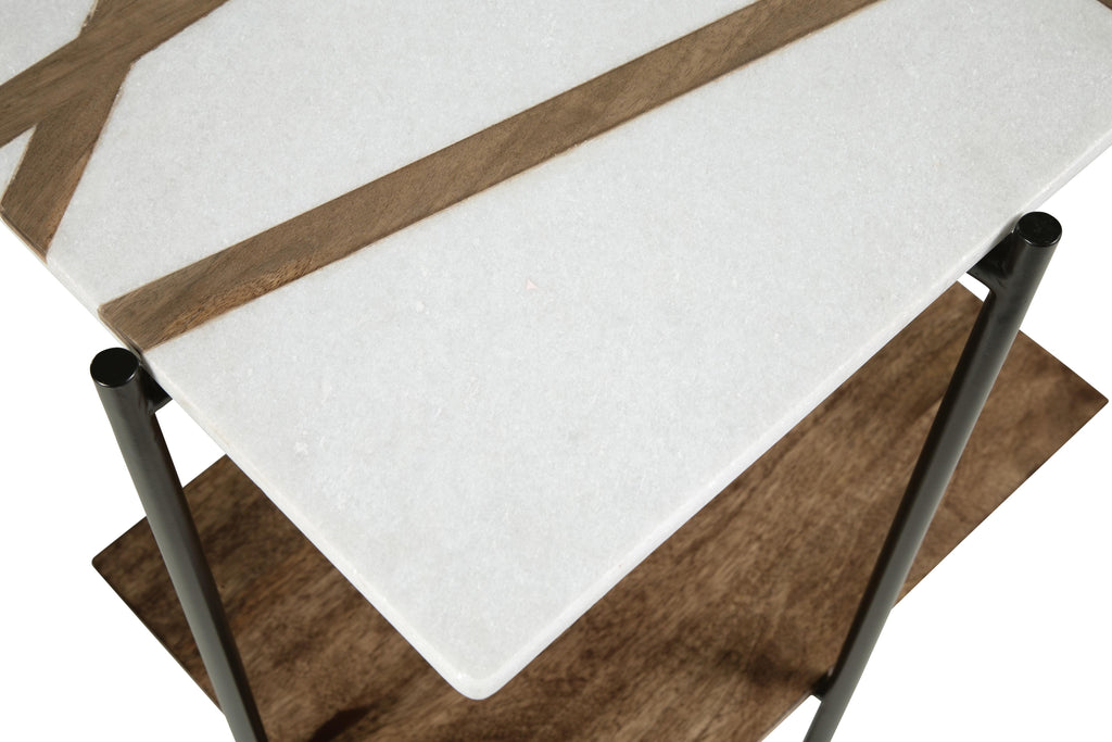 Braxmore Accent Table in White/Light Brown, detail view