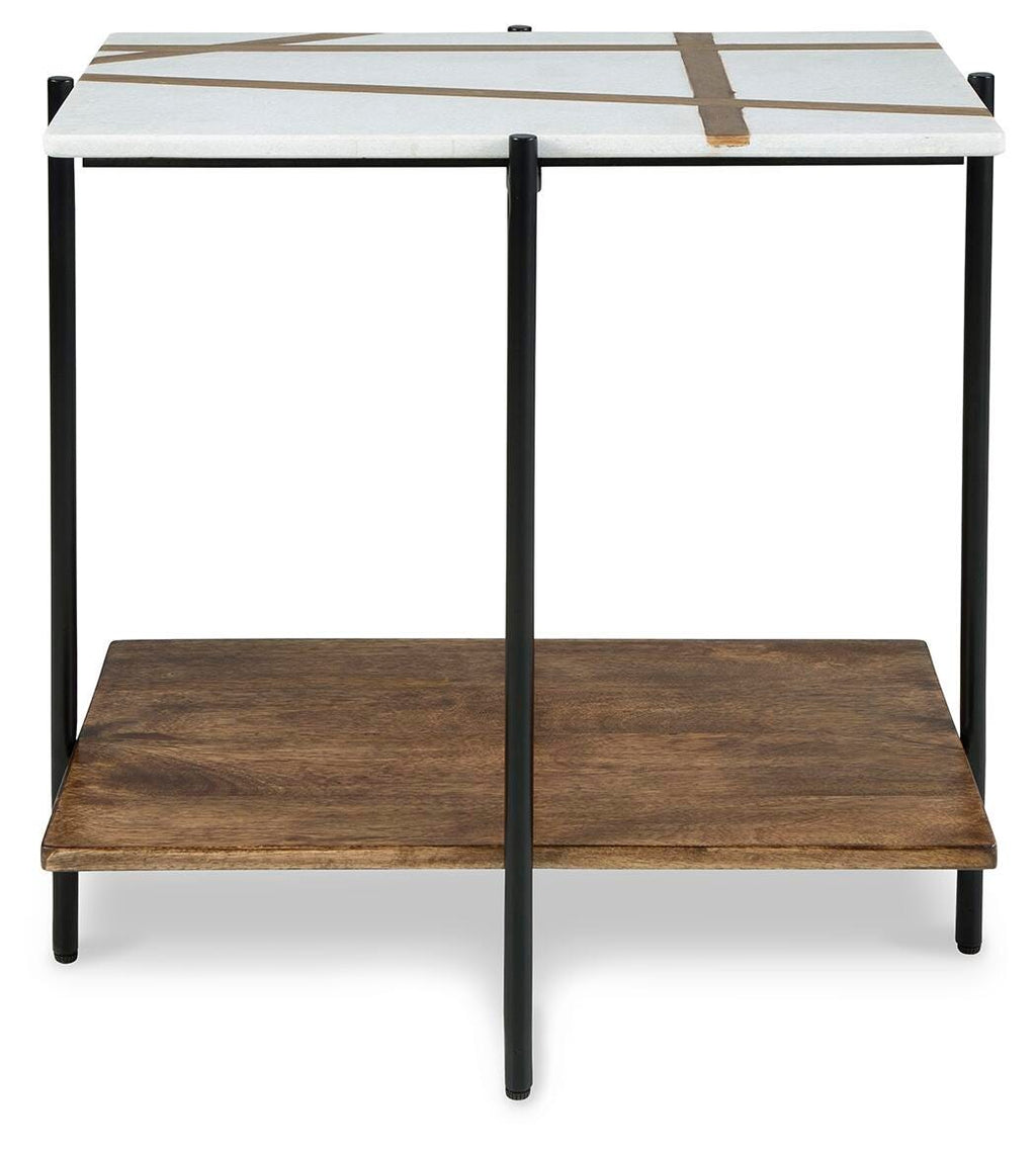 Braxmore Accent Table in White/Light Brown, front view