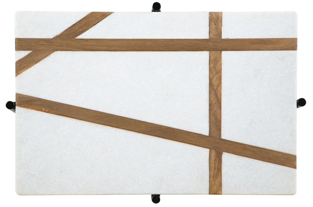 Braxmore Accent Table in White/Light Brown, top view