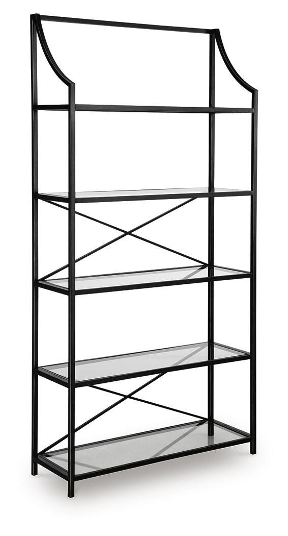 Dakerwell 72" Bookcase in Antique Black, angle view
