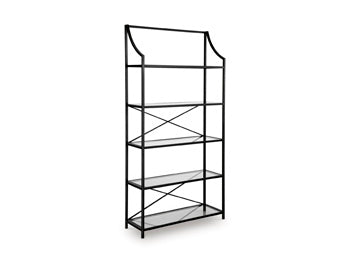 Dakerwell 72" Bookcase in Antique Black, angle view
