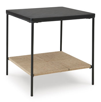 Minrich Accent Table in Black/Natural, angle view