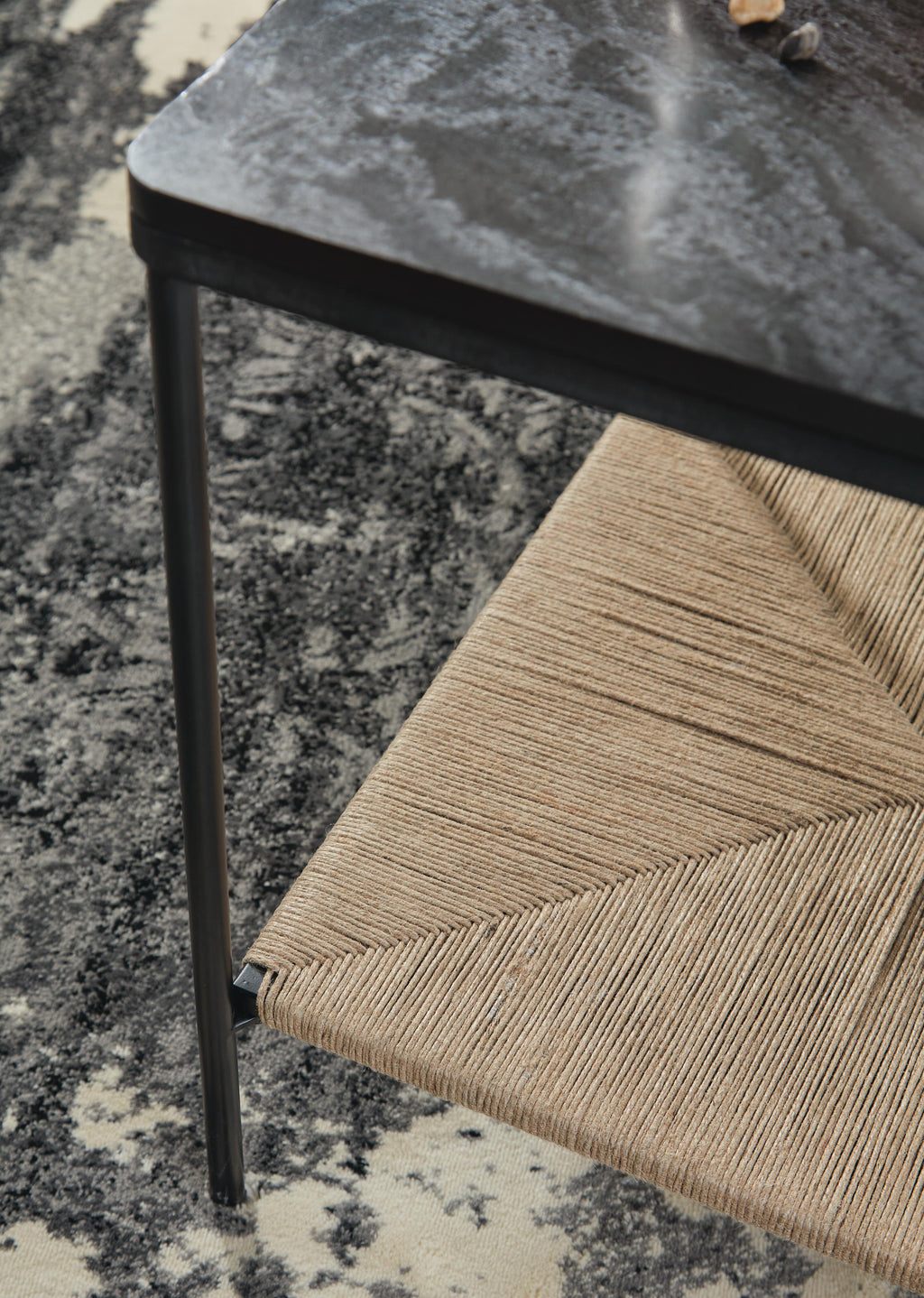 Minrich Accent Table in Black/Natural, detail view