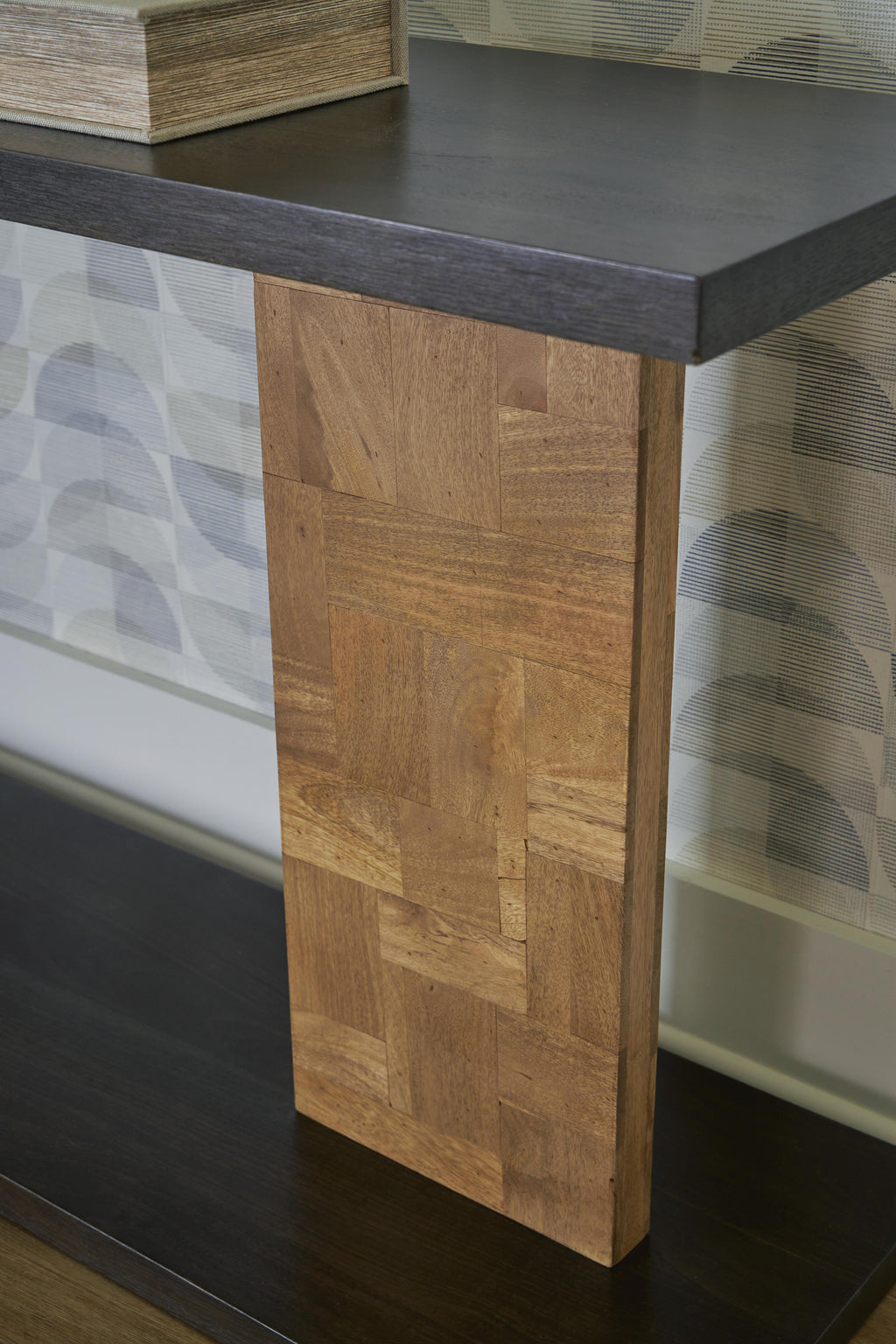 Camlett Console Sofa Table in Brown, detail view