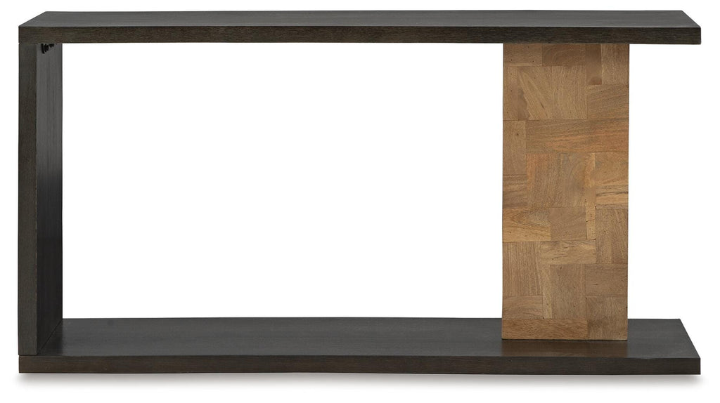 Camlett Console Sofa Table in Brown, front view
