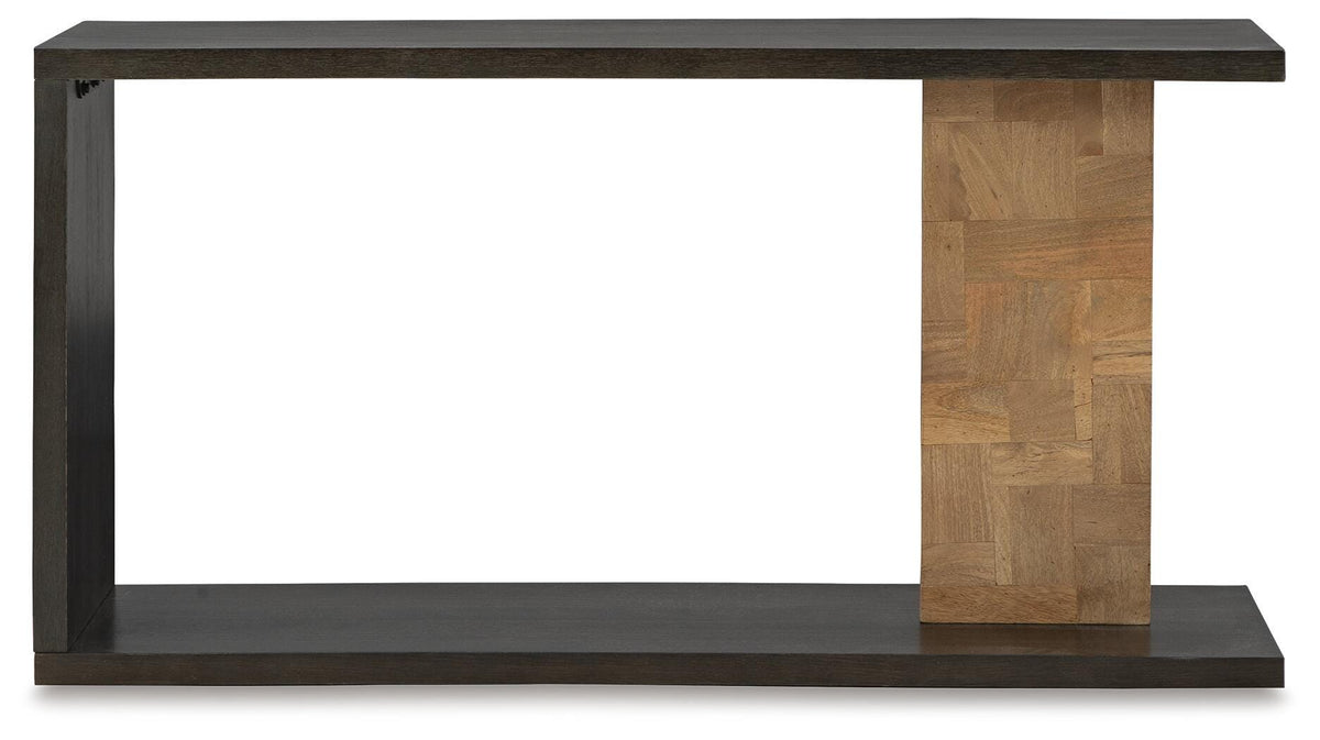 Camlett Console Sofa Table in Brown, front view