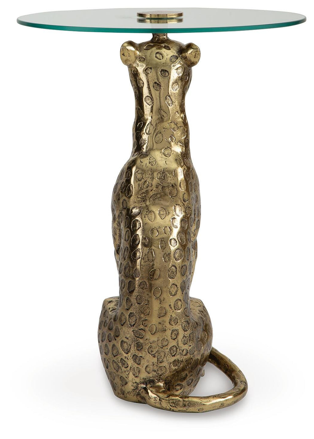 Vallain Accent Table in Antique Gold Finish, back view