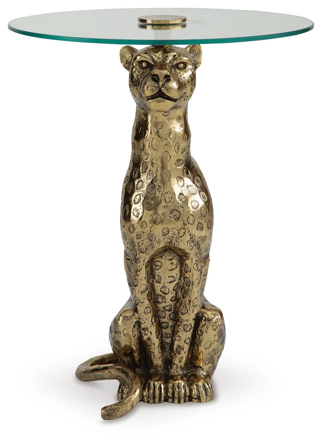 Vallain Accent Table in Antique Gold Finish, front view