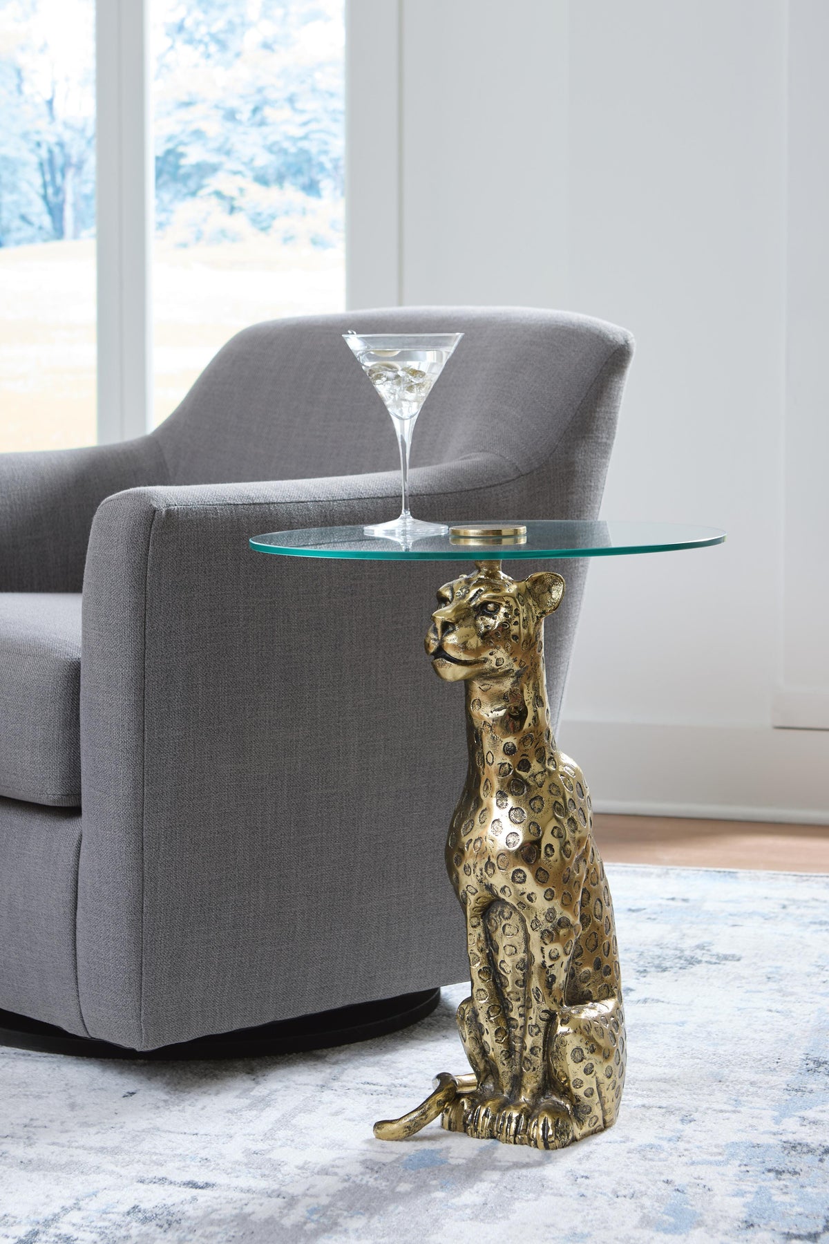 Vallain Accent Table in Antique Gold Finish, alternate view 3
