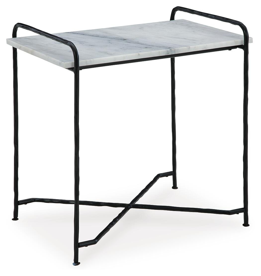 Ashber Accent Table in White/Black, angle view