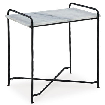 Ashber Accent Table in White/Black, angle view