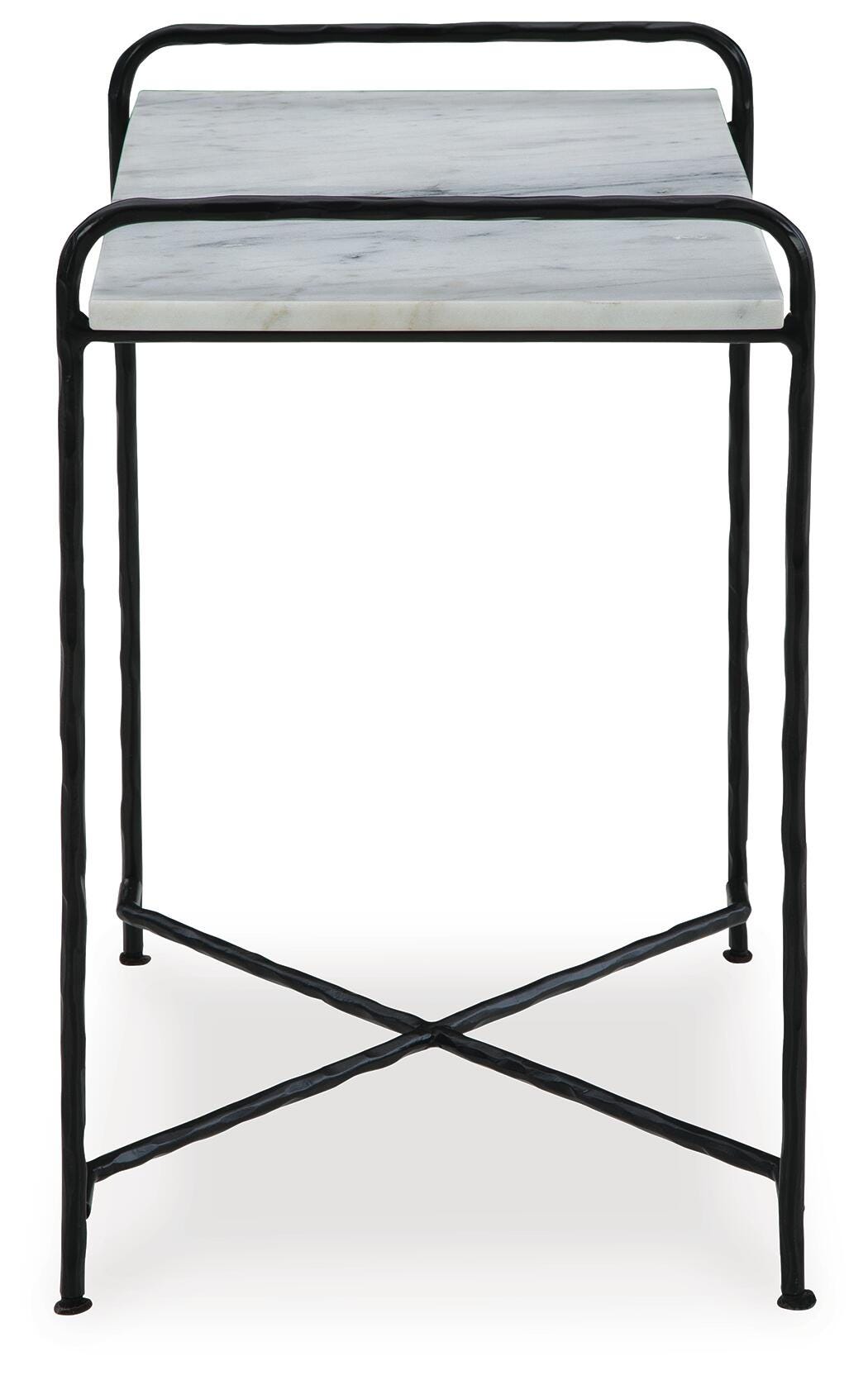 Ashber Accent Table in White/Black, side view