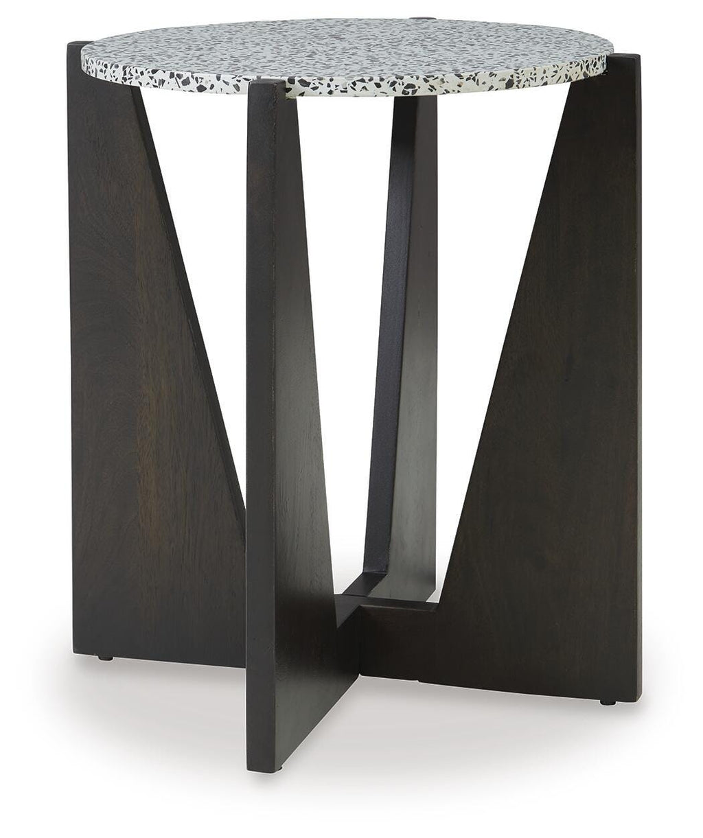 Tellrich Accent Table in Black/White, angle view