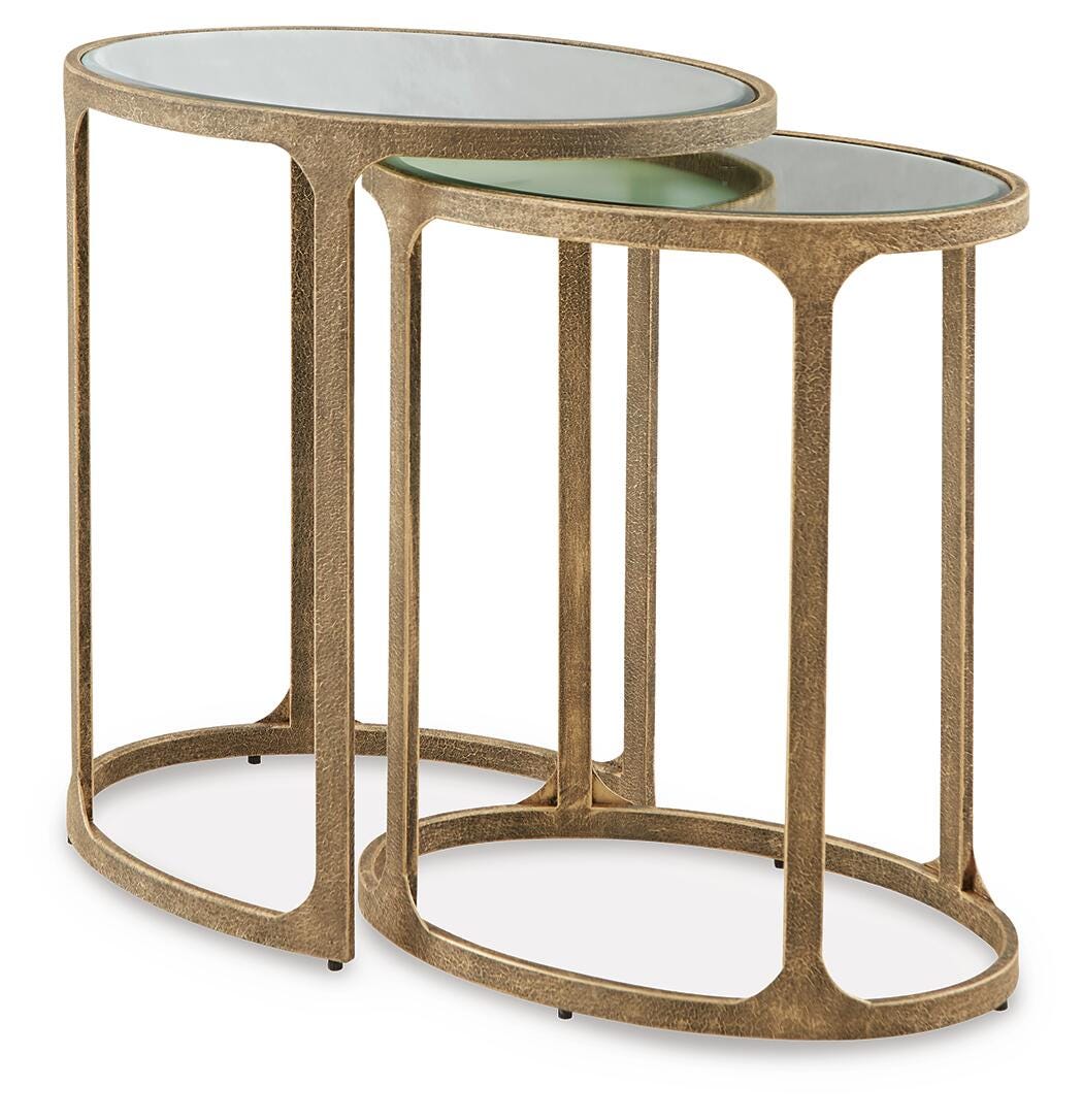 Irmaleigh Accent Table (Set of 2) in Antique Gold Finish, angle view