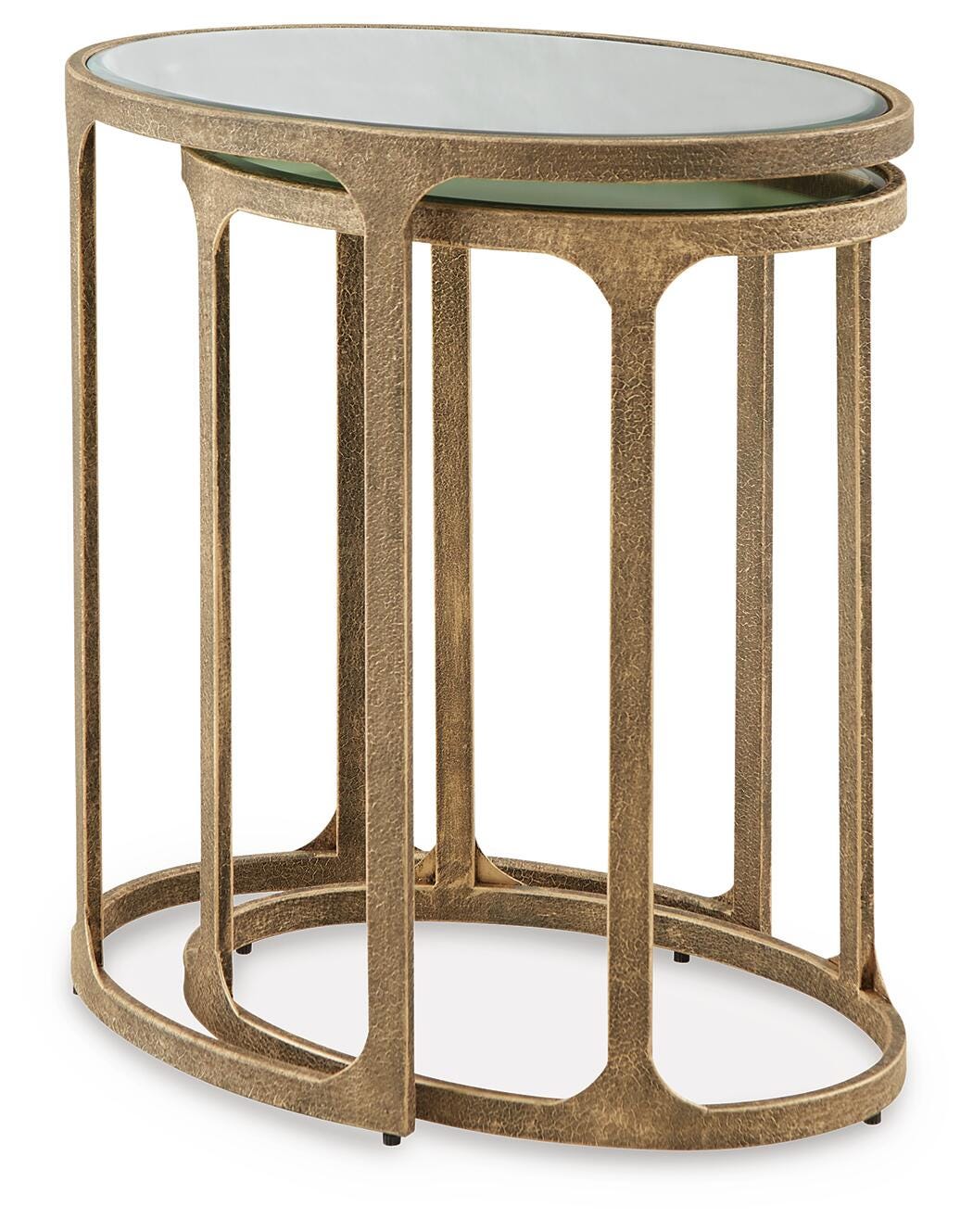 Irmaleigh Accent Table (Set of 2) in Antique Gold Finish, angle view