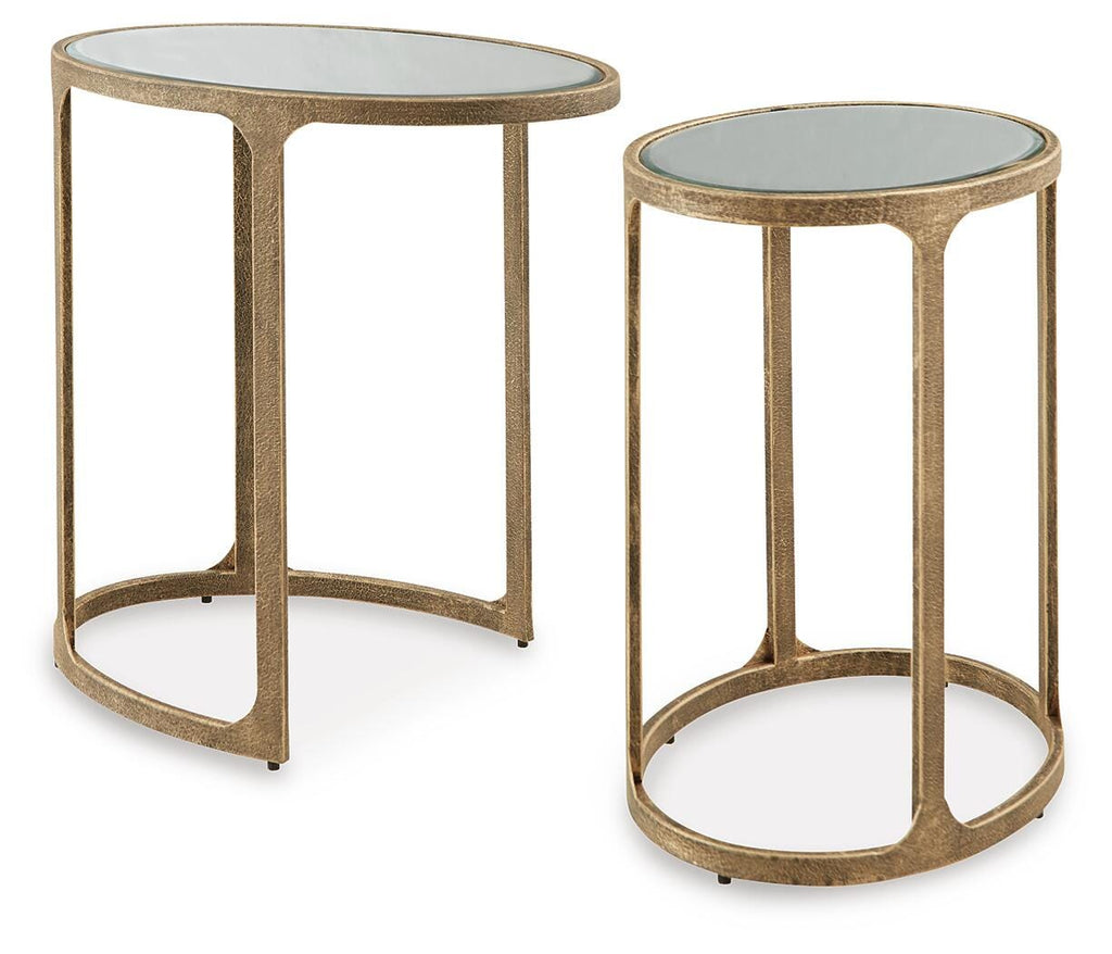 Irmaleigh Accent Table (Set of 2) in Antique Gold Finish, angle view