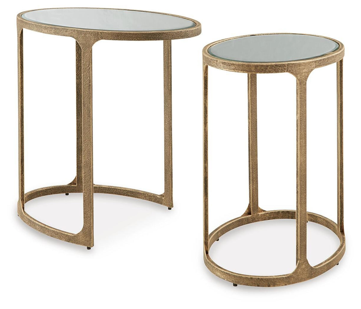 Irmaleigh Accent Table (Set of 2) in Antique Gold Finish, angle view