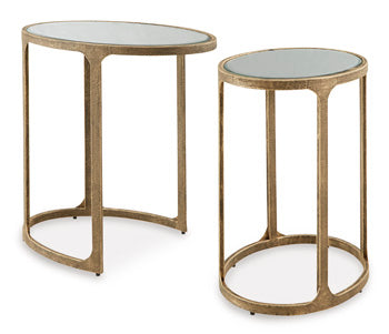 Irmaleigh Accent Table (Set of 2) in Antique Gold Finish, angle view