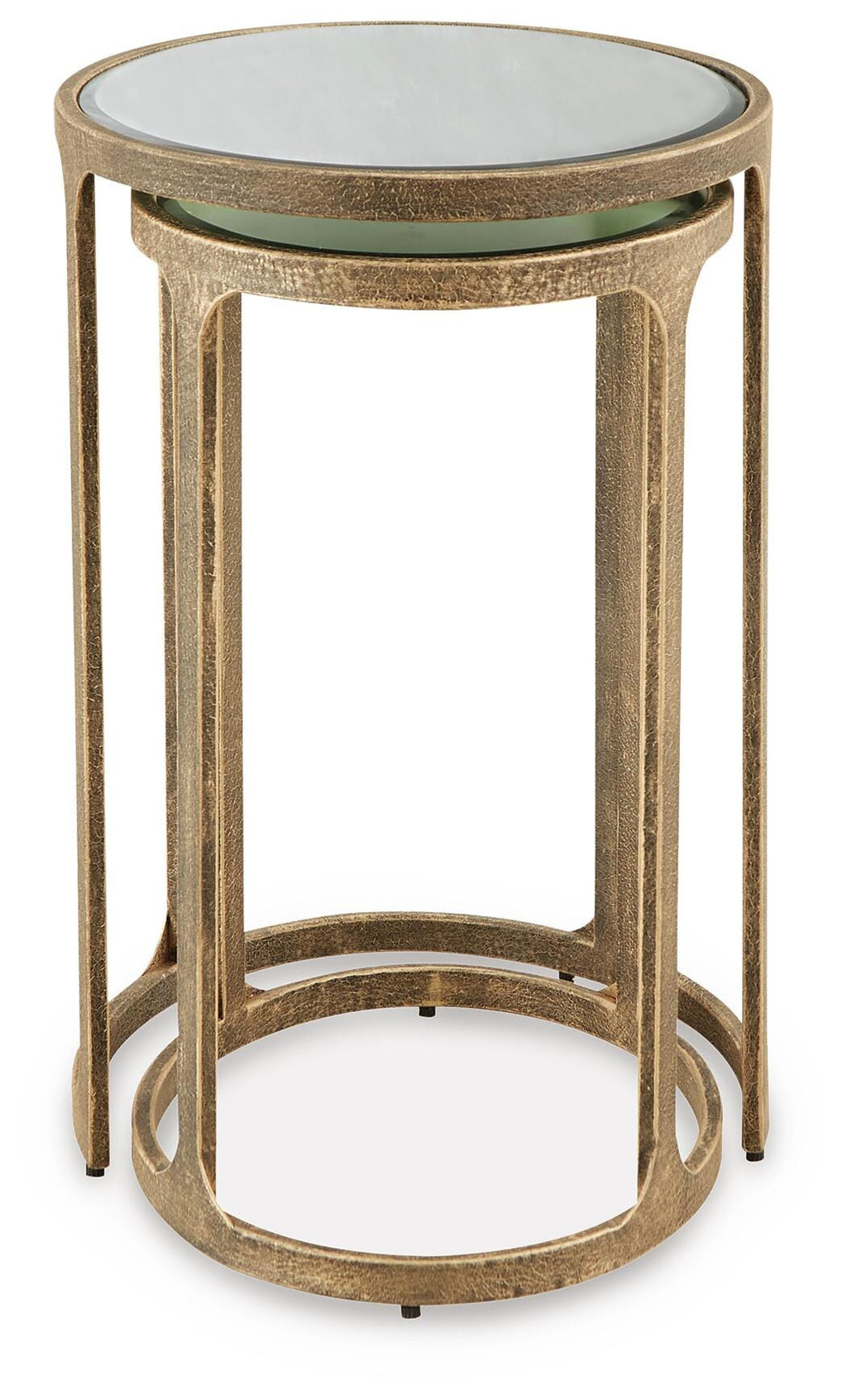 Irmaleigh Accent Table (Set of 2) in Antique Gold Finish, front view