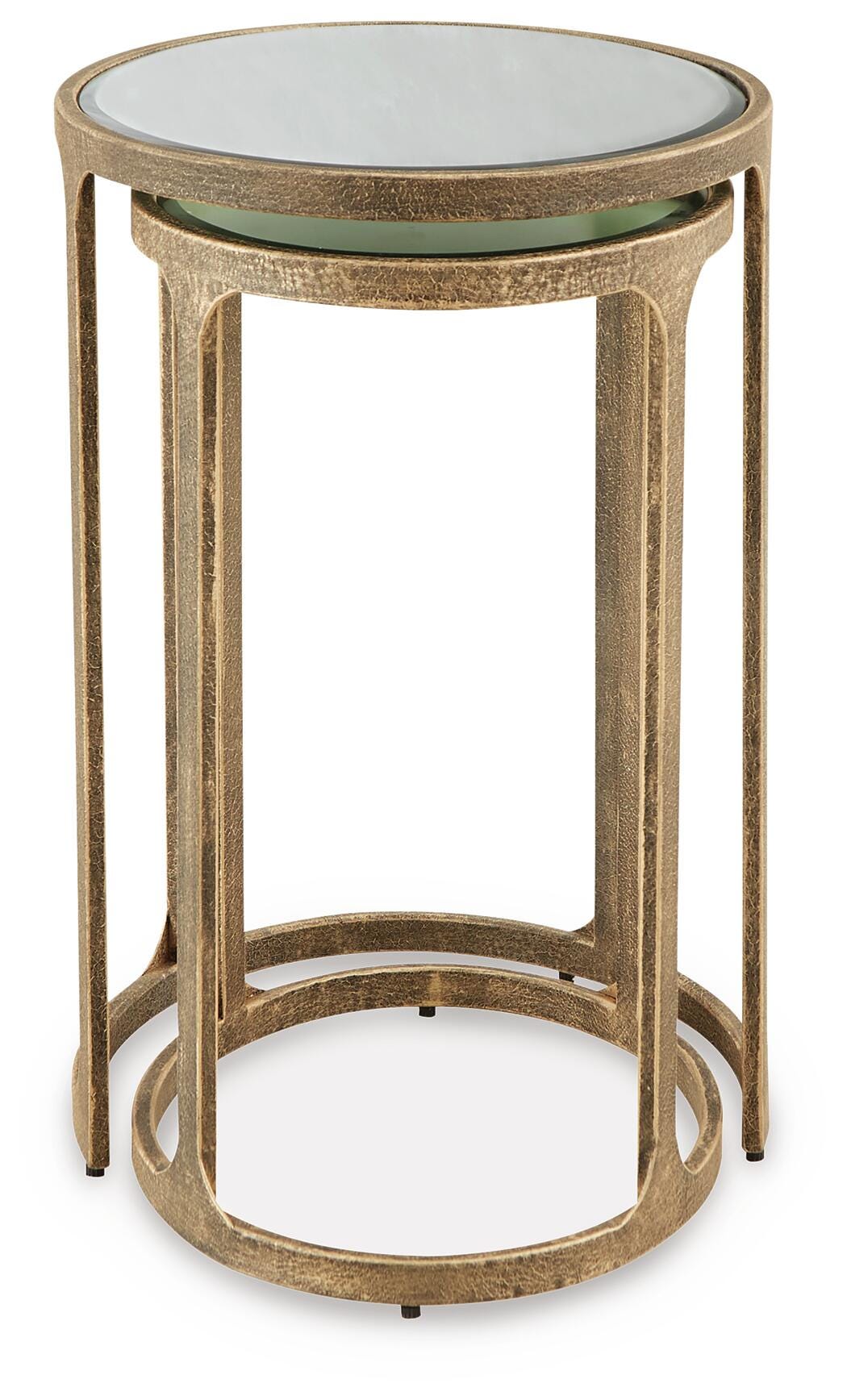 Irmaleigh Accent Table (Set of 2) in Antique Gold Finish, front view