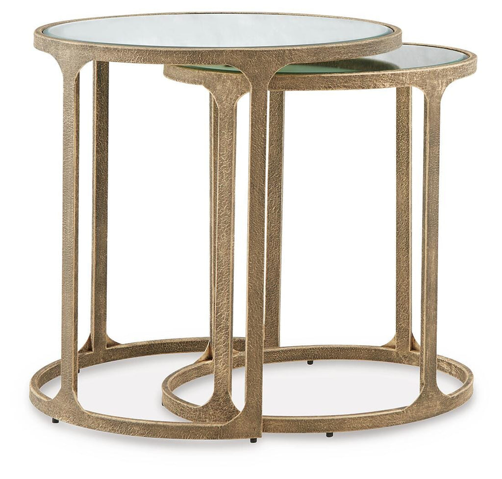 Irmaleigh Accent Table (Set of 2) in Antique Gold Finish, side view