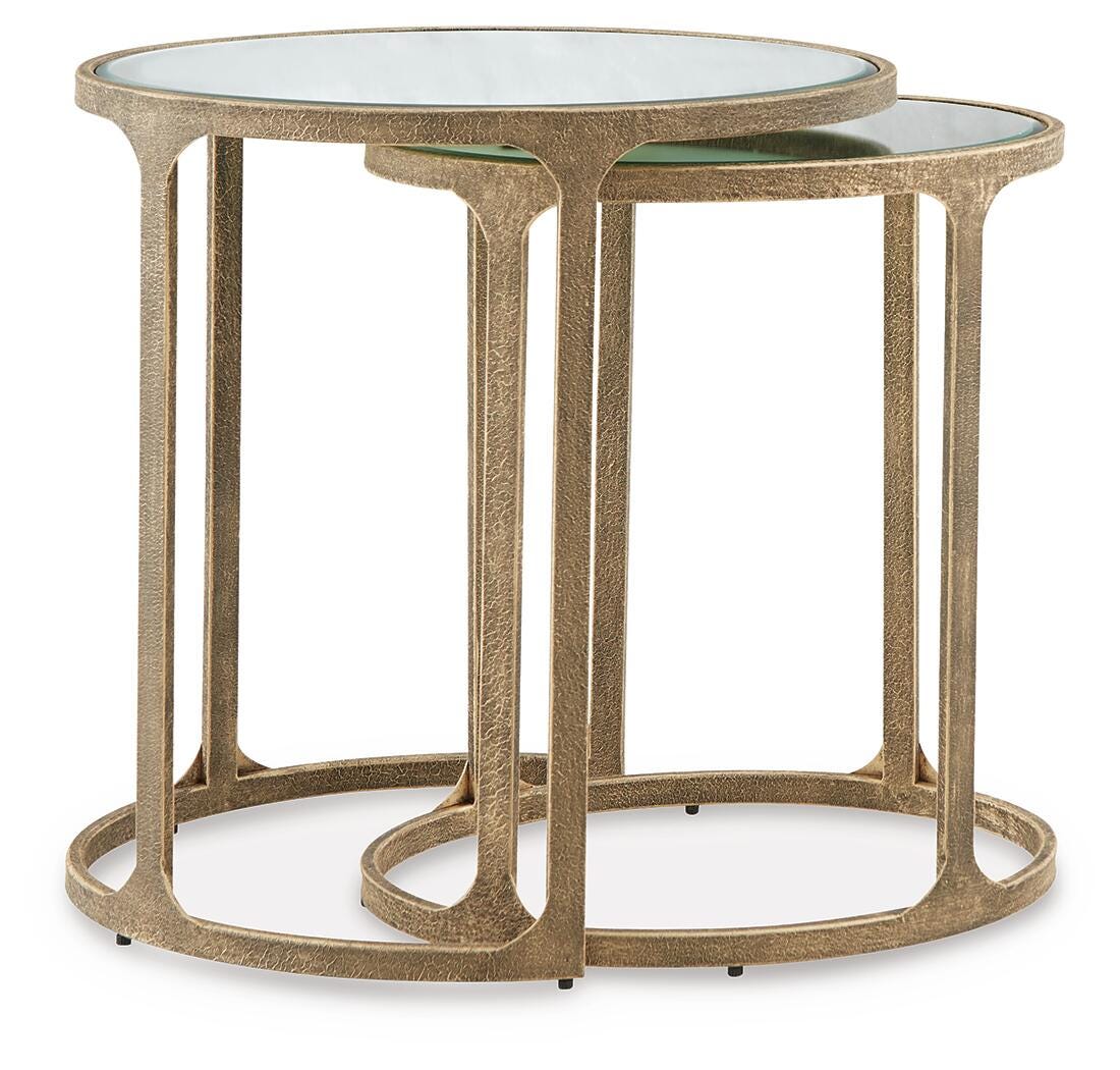Irmaleigh Accent Table (Set of 2) in Antique Gold Finish, side view