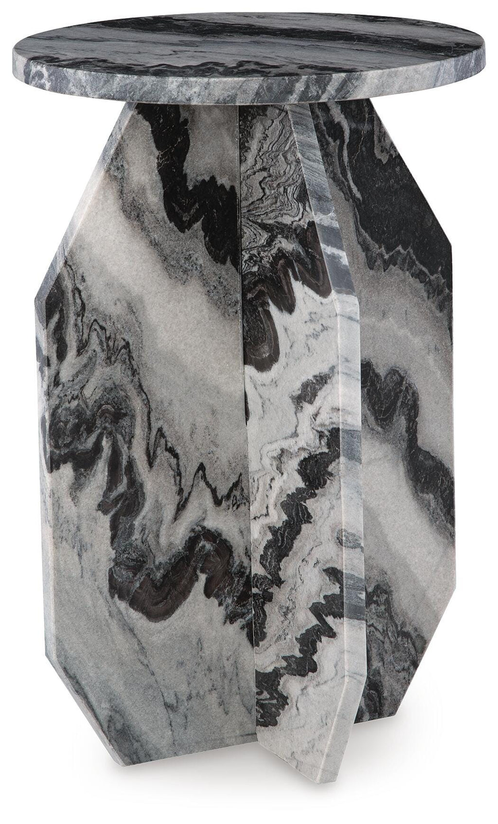 Wrenlane Accent Table in Black/White/Taupe, angle view