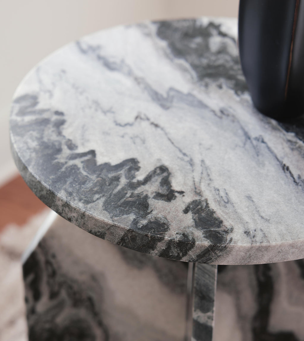 Wrenlane Accent Table in Black/White/Taupe, detail view