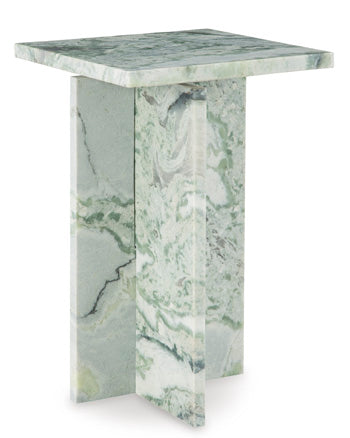 Deaconwell Accent Table in White/Green, angle view