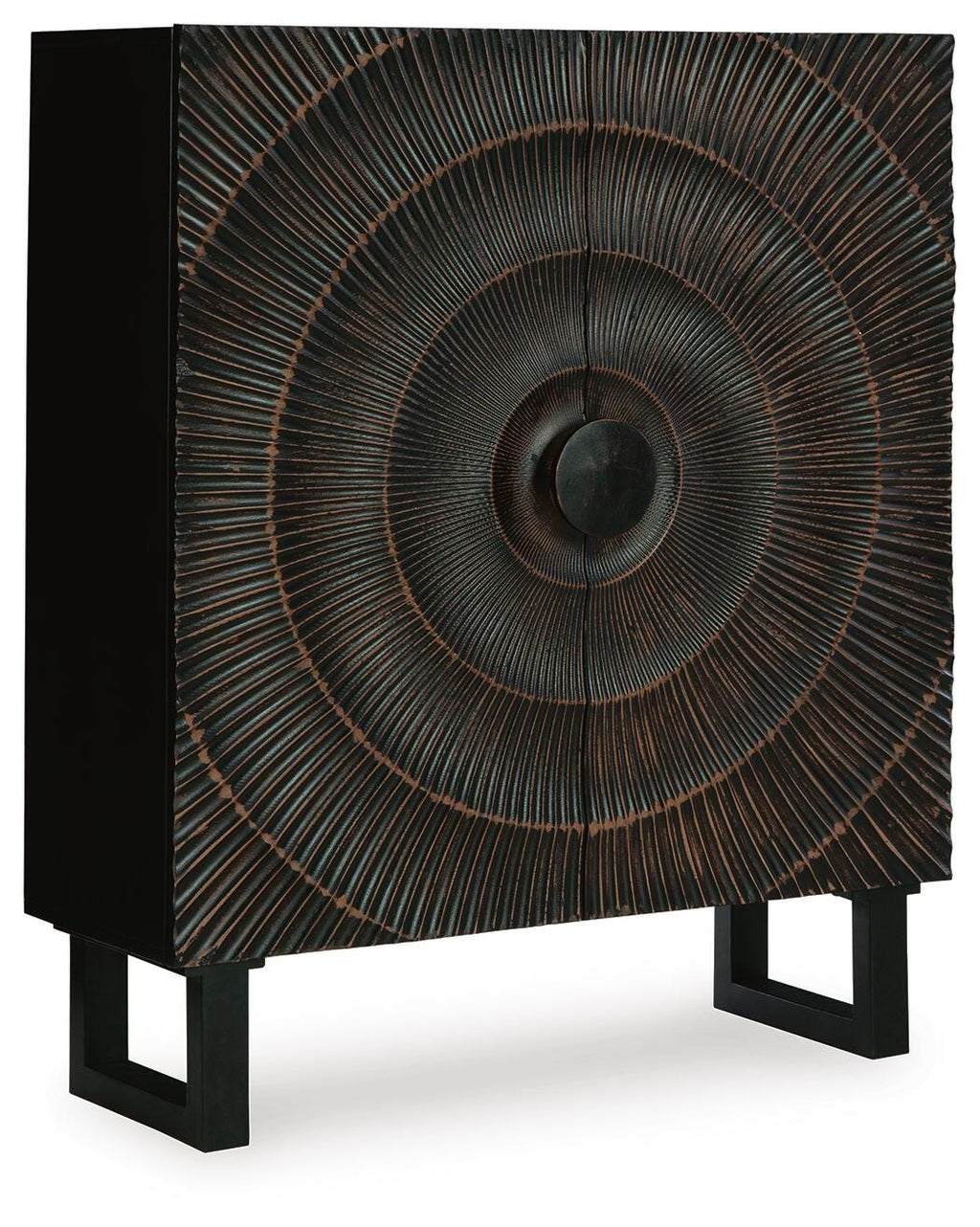 Fosterman Accent Cabinet in Distressed Black, closed view