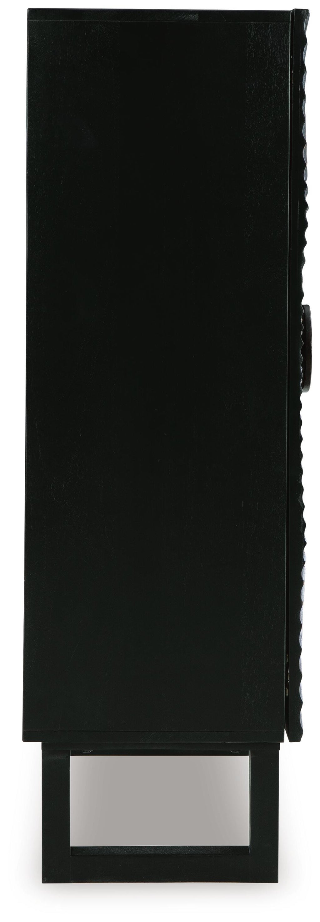 Fosterman Accent Cabinet in Distressed Black, side view