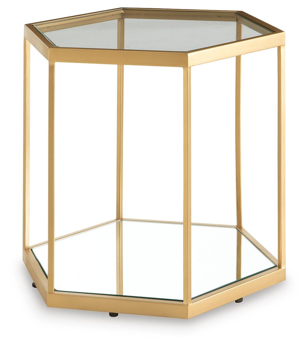 Veerwick Accent Coffee Table in Gold Finish, angle view