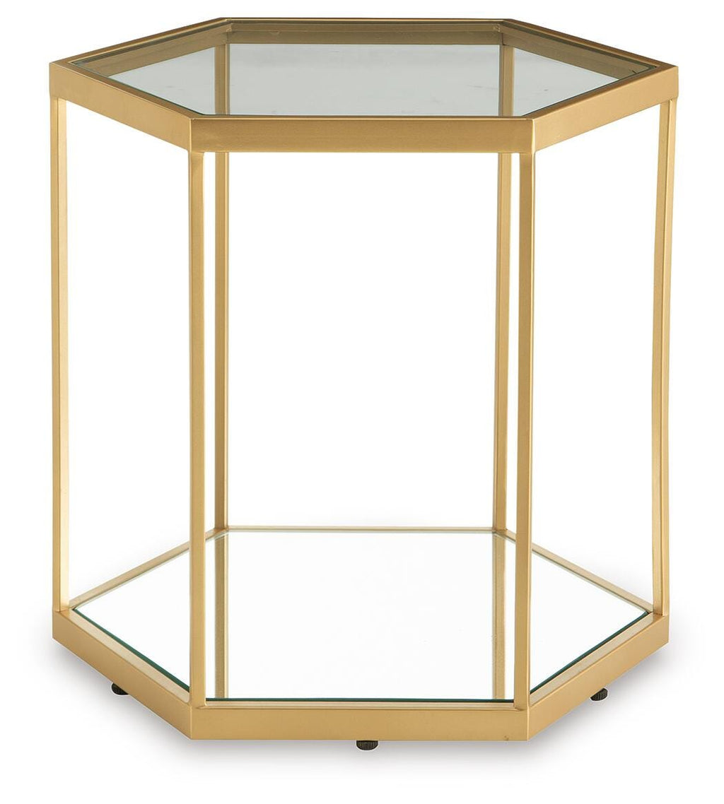 Veerwick Accent Coffee Table in Gold Finish, front view