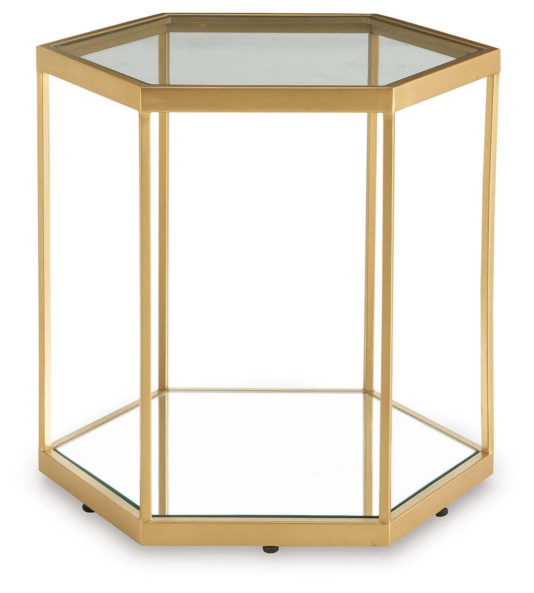 Veerwick Accent Coffee Table in Gold Finish, front view