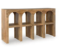 Luzmanacy Console Sofa Table in Natural Brown, angle view