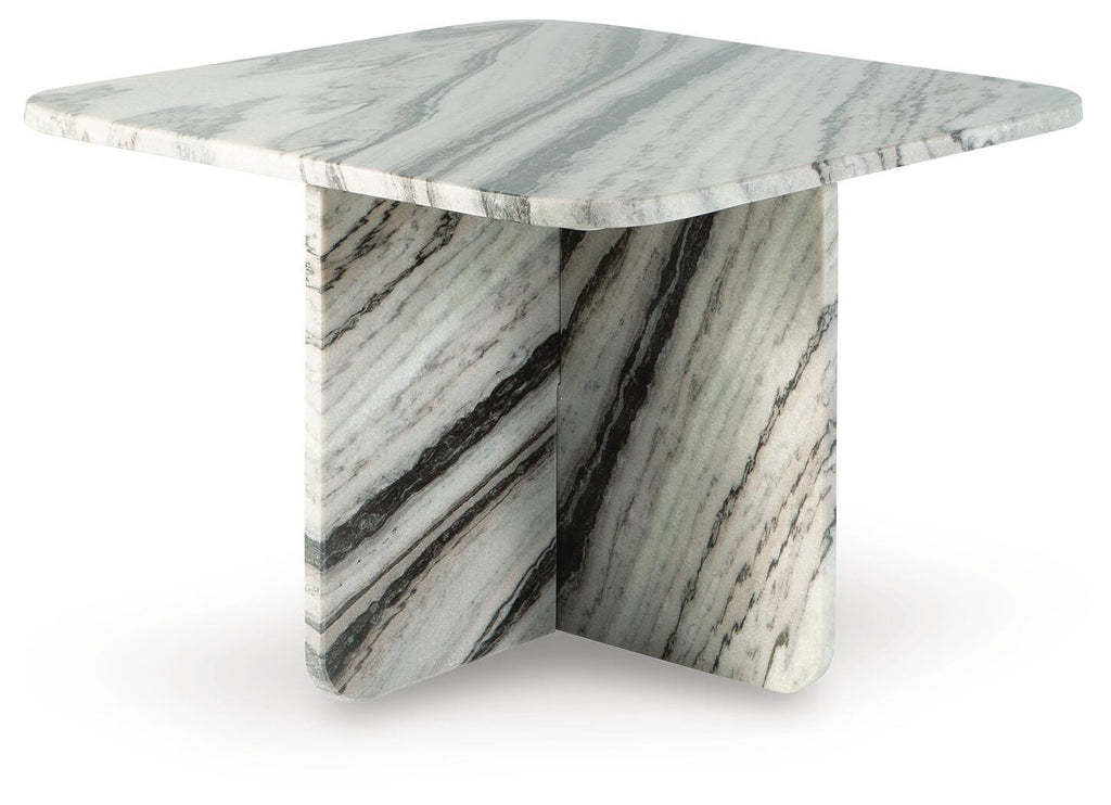 Baretton Accent Coffee Table in Black/White/Taupe, angle view