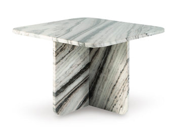 Baretton Accent Coffee Table in Black/White/Taupe, angle view