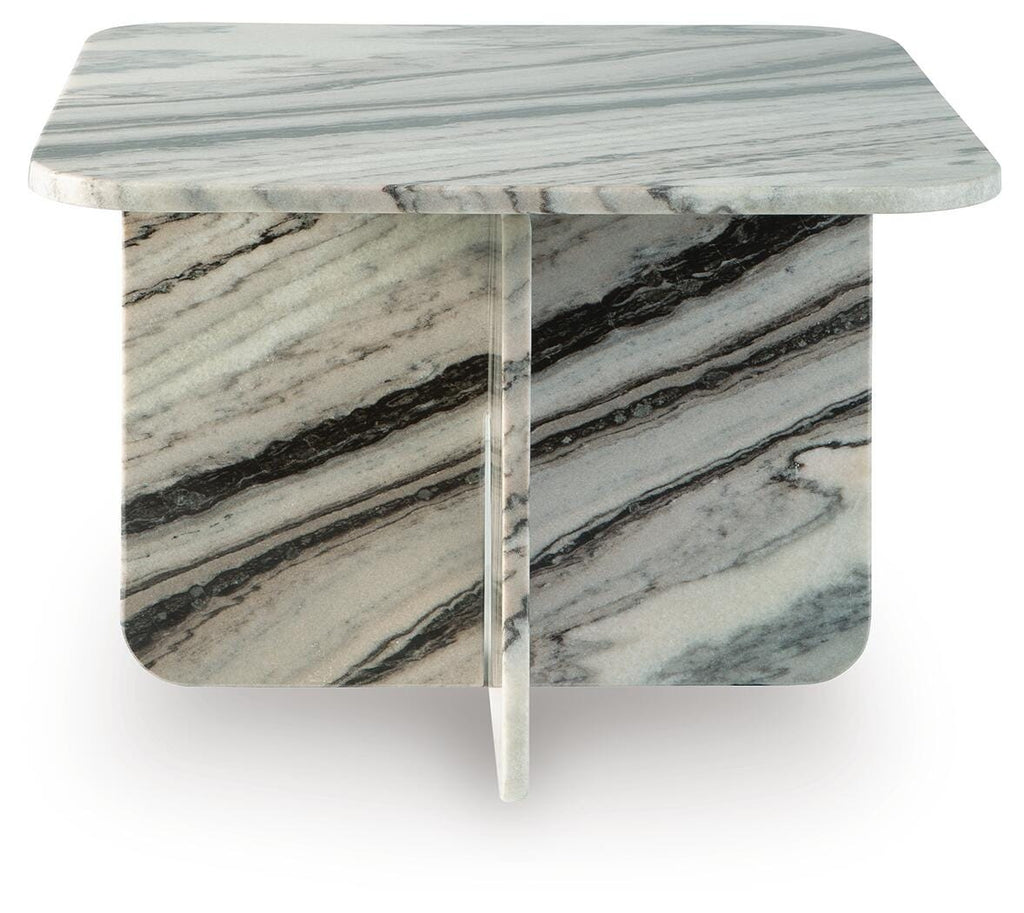 Baretton Accent Coffee Table in Black/White/Taupe, front view