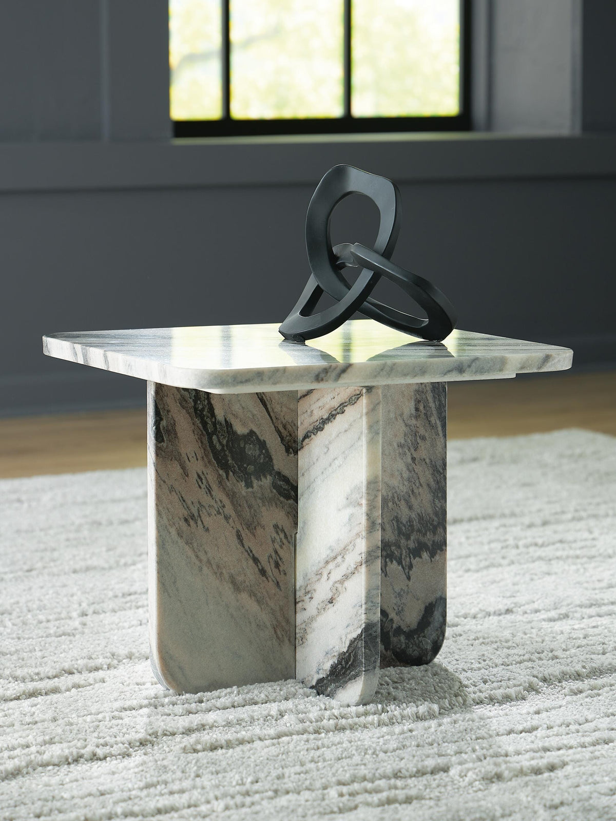Baretton Accent Coffee Table in Black/White/Taupe, lifestyle view